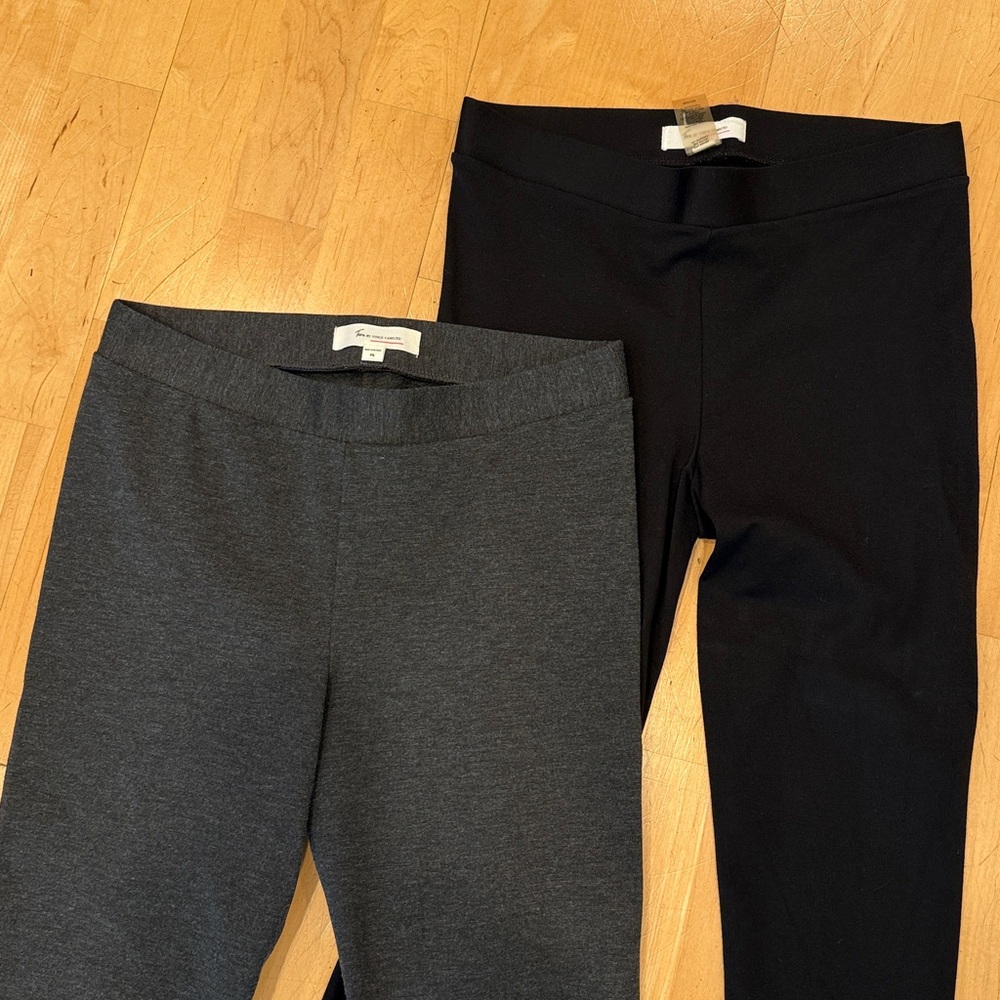 Two by Vince Knit Ponte Leggings - 2 Pair Bundle (1 Black & 1 Gray)